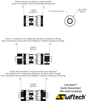 Lok-Seal Quic Disconnect Dimensions